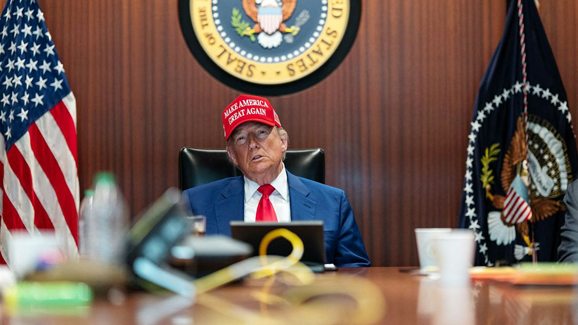 In a photo released by the White House via X, US President Donald Trump (R) and Vice President JD Vance (L) are seen in the Situation Room of the White House on June 21, 2025 in Washington, DC. Trump said June 21, 2025 the US military has carried out a "very successful attack" on three Iranian nuclear sites, including the underground uranium enrichment facility at Fordo. "We have completed our very successful attack on the three Nuclear sites in Iran, including Fordow, Natanz, and Esfahan," Trump said in a post on his Truth Social platform. (Photo by WHITE HOUSE / AFP) / RESTRICTED TO EDITORIAL USE - MANDATORY CREDIT "AFP PHOTO / WHITE HOUSE " - NO MARKETING NO ADVERTISING CAMPAIGNS - DISTRIBUTED AS A SERVICE TO CLIENTS