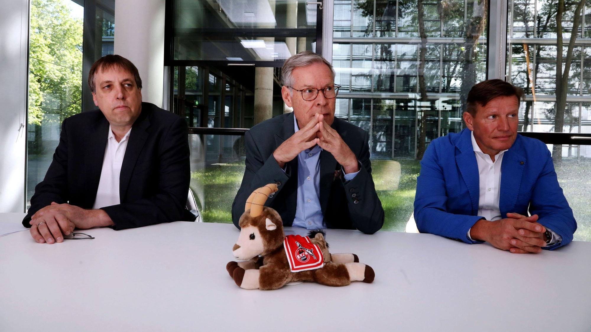 Thorsten Kiesewetter, Sven-Georg Adenauer und Martin Hollweck (v.l.). bewerben sich um das Präsidentenamt beim 1. FC Köln.