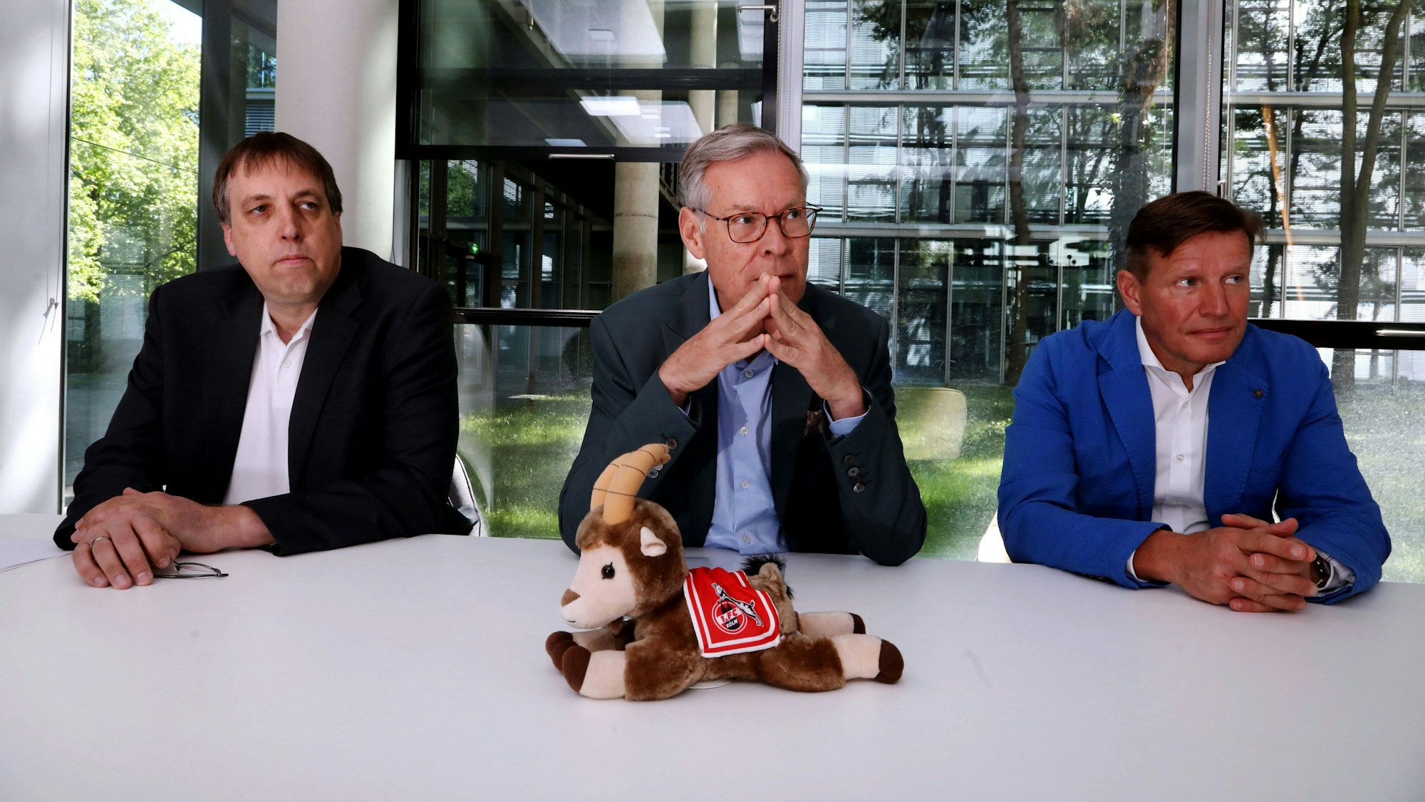 Thorsten Kiesewetter, Sven-Georg Adenauer und Martin Hollweck (v.l.). bewerben sich um das Präsidentenamt beim 1. FC Köln.