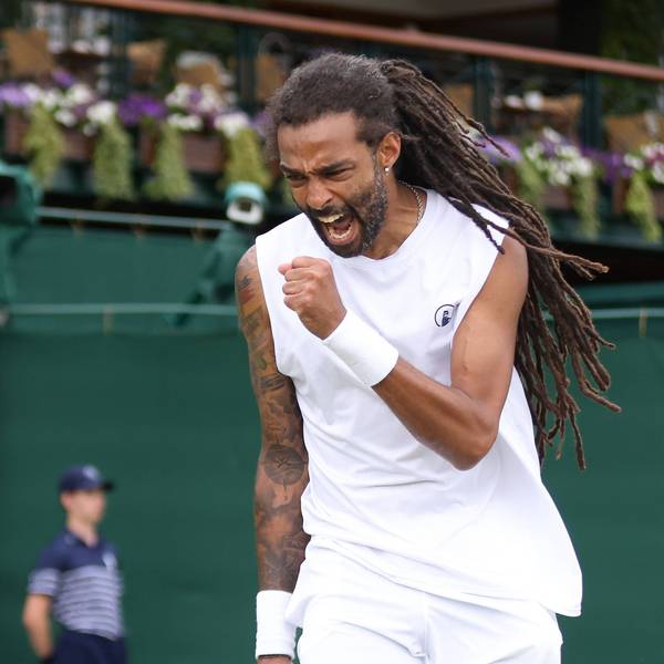 Wimbledon Championships 2024, AELTC, Day Five, London, UK - 05/07/2024 Dustin Brown JAM partnered by Sebastian Baez ARG celebrates during their first round match against Hugo Nys MON and Jan Zelinski POL in the 2024 Wimbledon ChampionshipsIn the 2024 Wimbledon Championships London Wimbledon London GBR, UK NEWSPAPERS OUT Copyright: xMarkxGreenwoodx