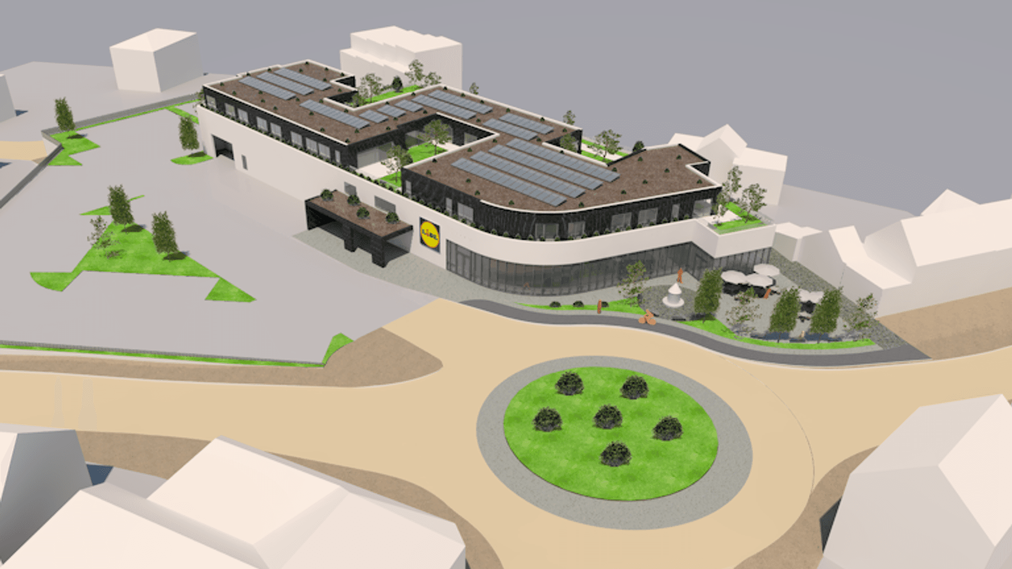 Die erste Planskizze des neuen Lidl im Zentrum von Hilgen