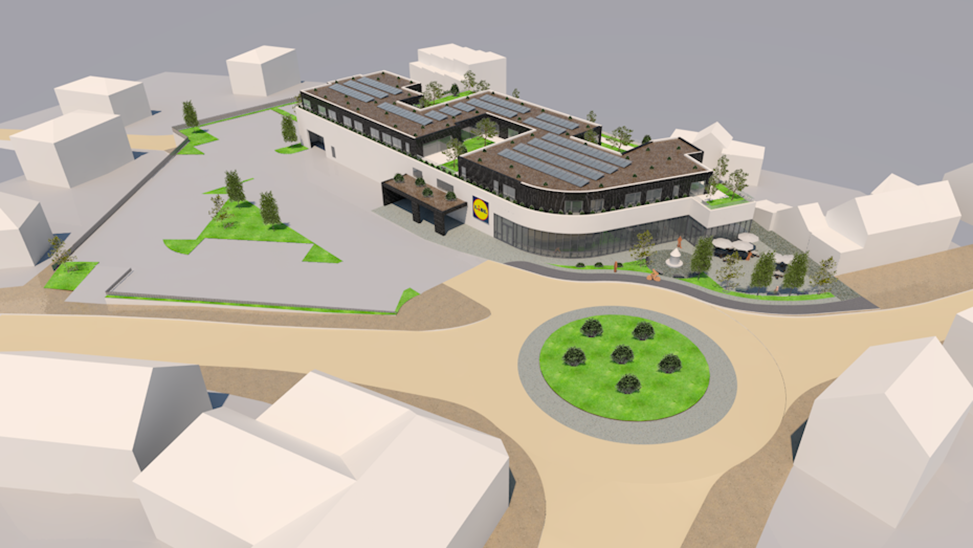 Planskizze des neuen Lidl in Burscheid-Hilgen