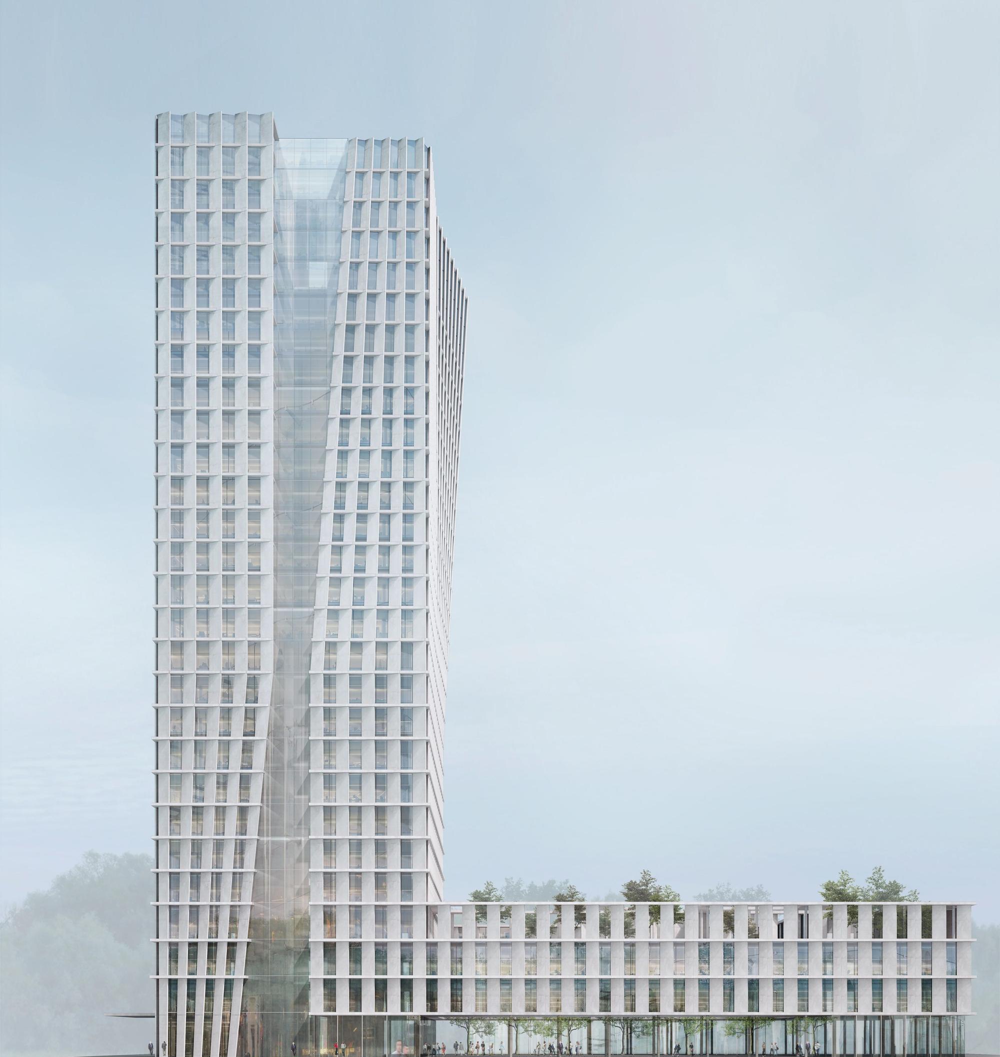 Der Architekten-Entwurf eines Hochhauses.