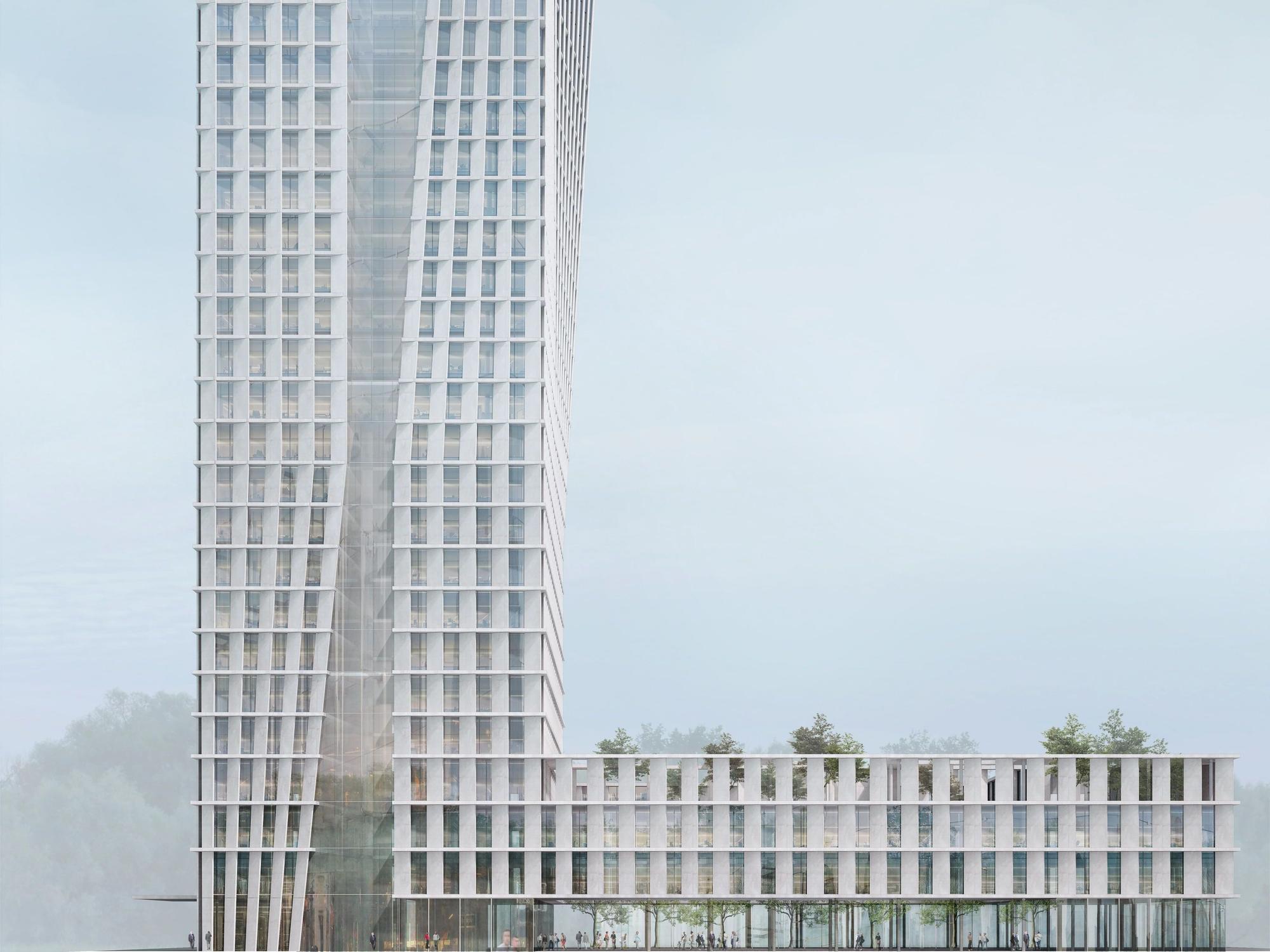 So sollte das am Deutzer Messeglände geplante Hochhaus aussehen.