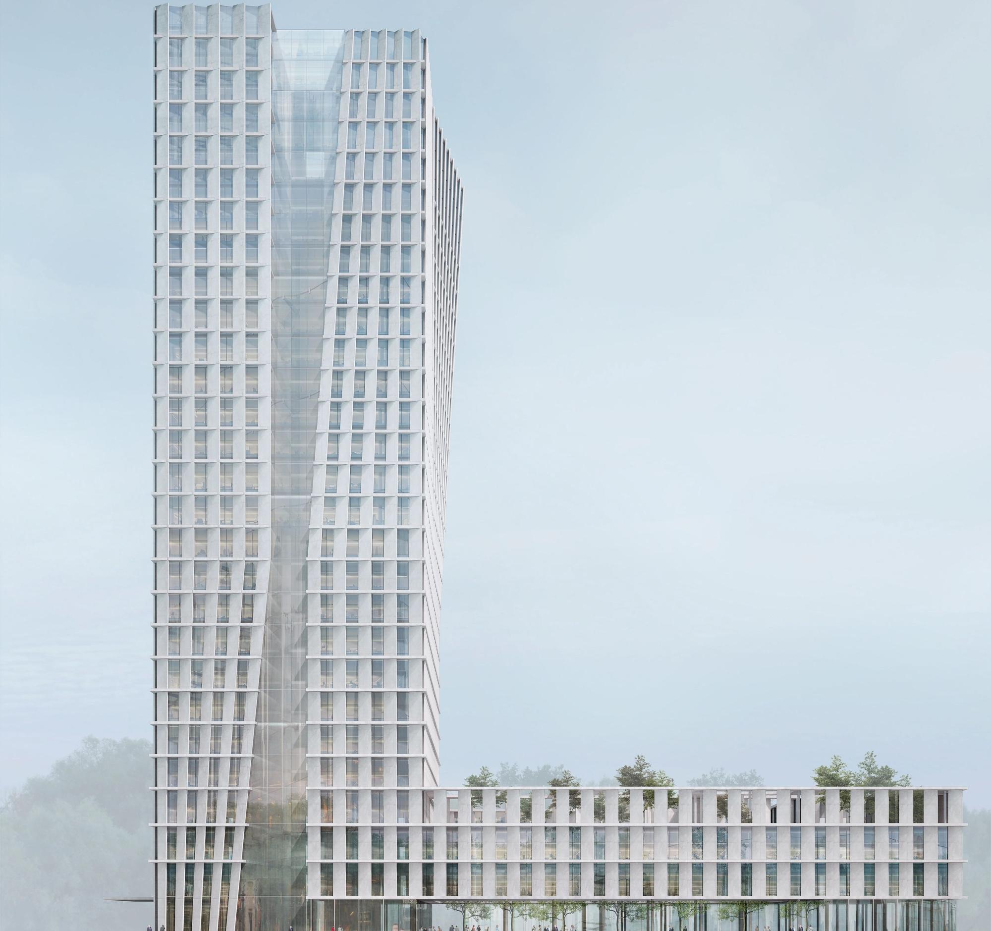 So soll das am Deutzer Messeglände geplante Hochhaus aussehen.