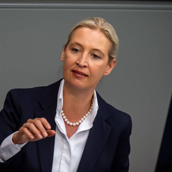 Alice Weidel, Bundesvorsitzende und Fraktionsvorsitzende der AfD, spricht im Bundestag nach einer Regierungserklärung zum bevorstehenden Gipfeltreffen der Nato und der EU.