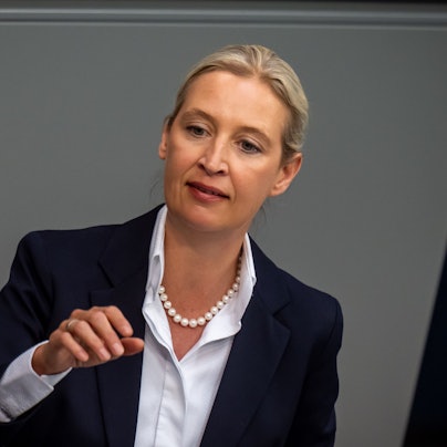 Alice Weidel, Bundesvorsitzende und Fraktionsvorsitzende der AfD, spricht im Bundestag nach einer Regierungserklärung zum bevorstehenden Gipfeltreffen der Nato und der EU.