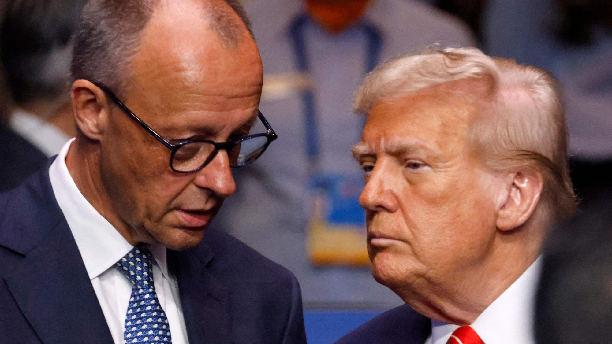 Bundeskanzler Friedrich Merz zusammen mit US-Präsident Donald Trump beim Nato-Gipfel. (Archivbild)