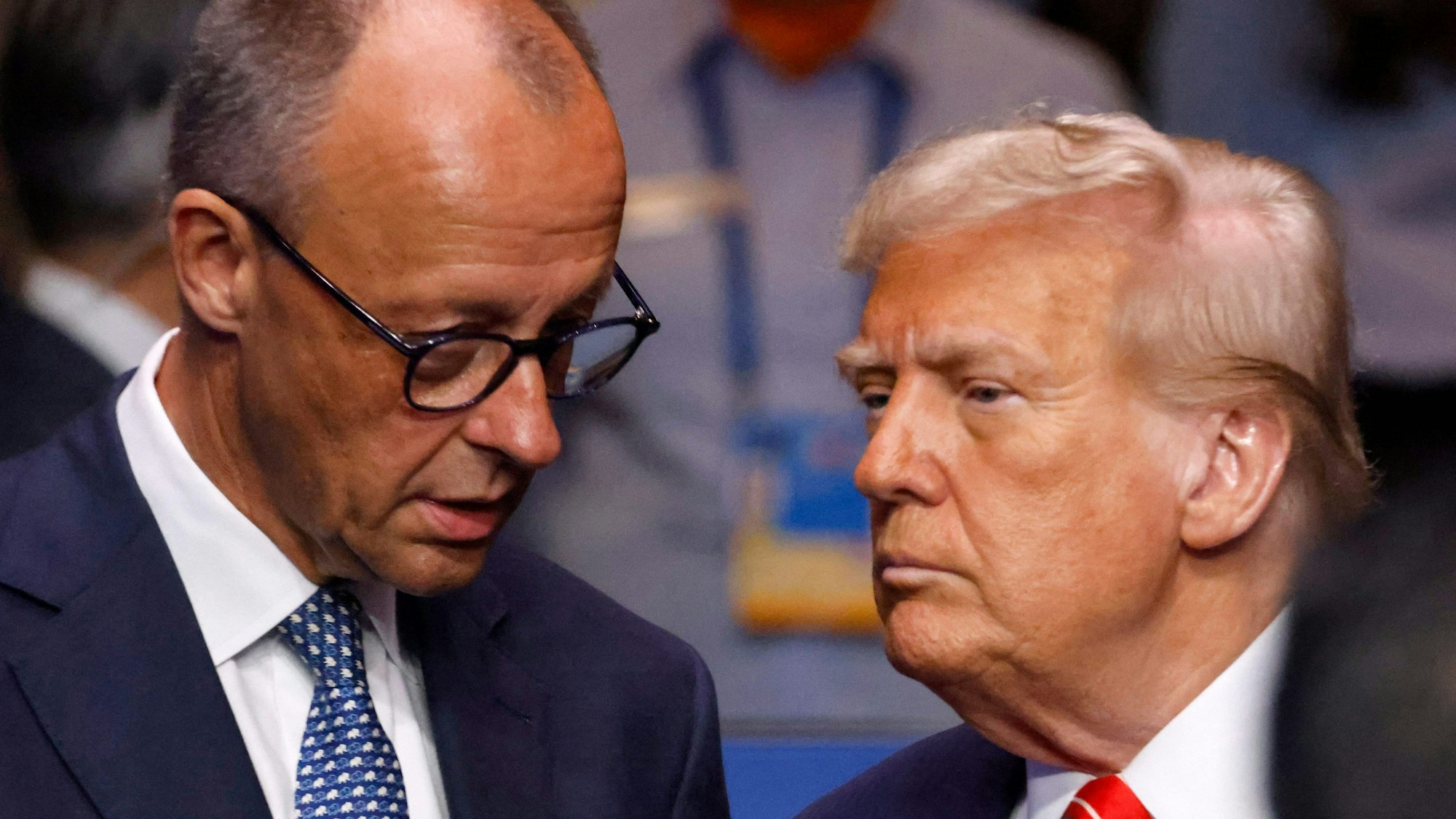 Bundeskanzler Friedrich Merz zusammen mit US-Präsident Donald Trump beim Nato-Gipfel. (Archivbild)