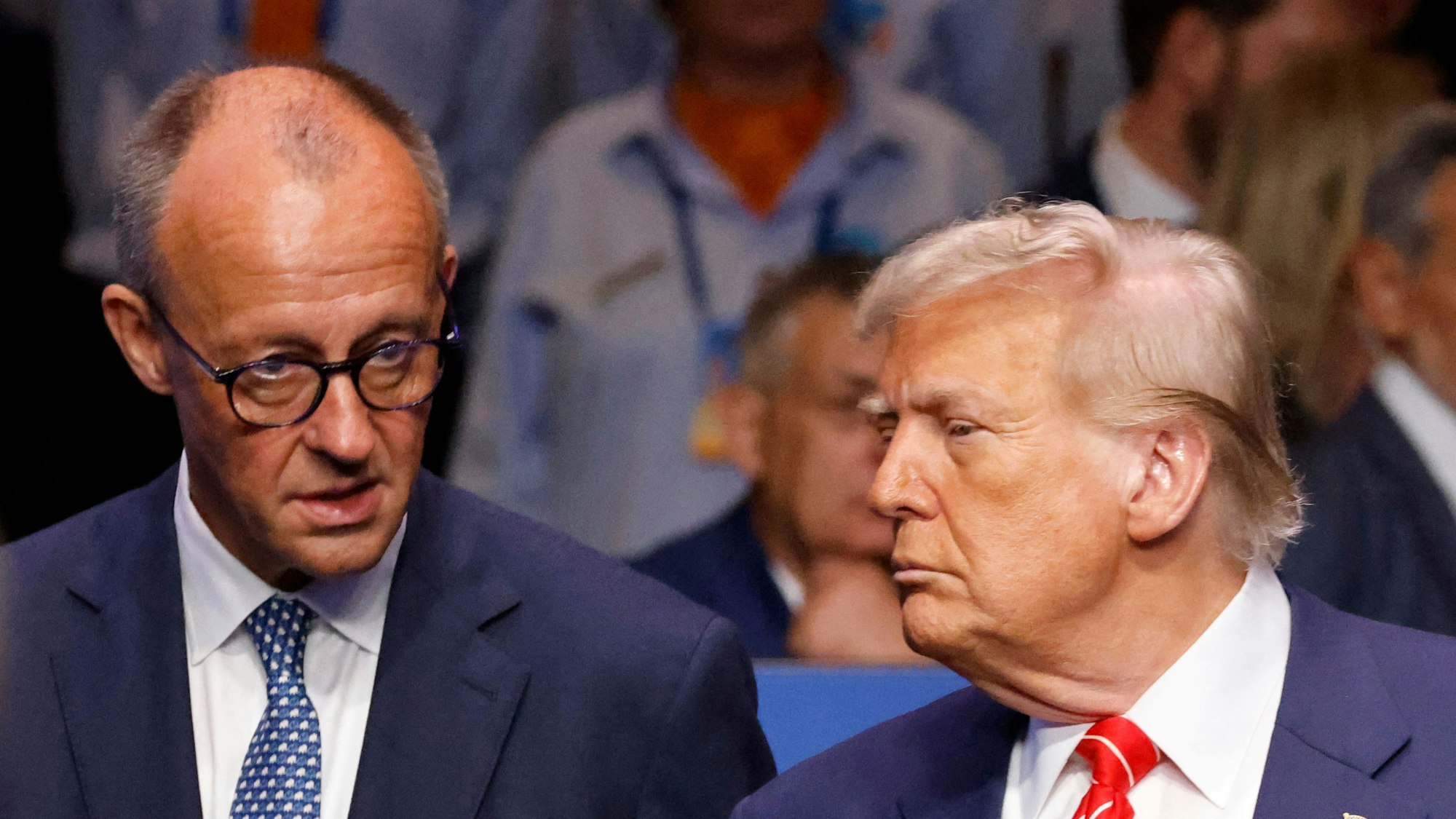 Friedrich Merz (l.) bei einem Treffen mit Donald Trump im Juni 2025 in Den Haag.