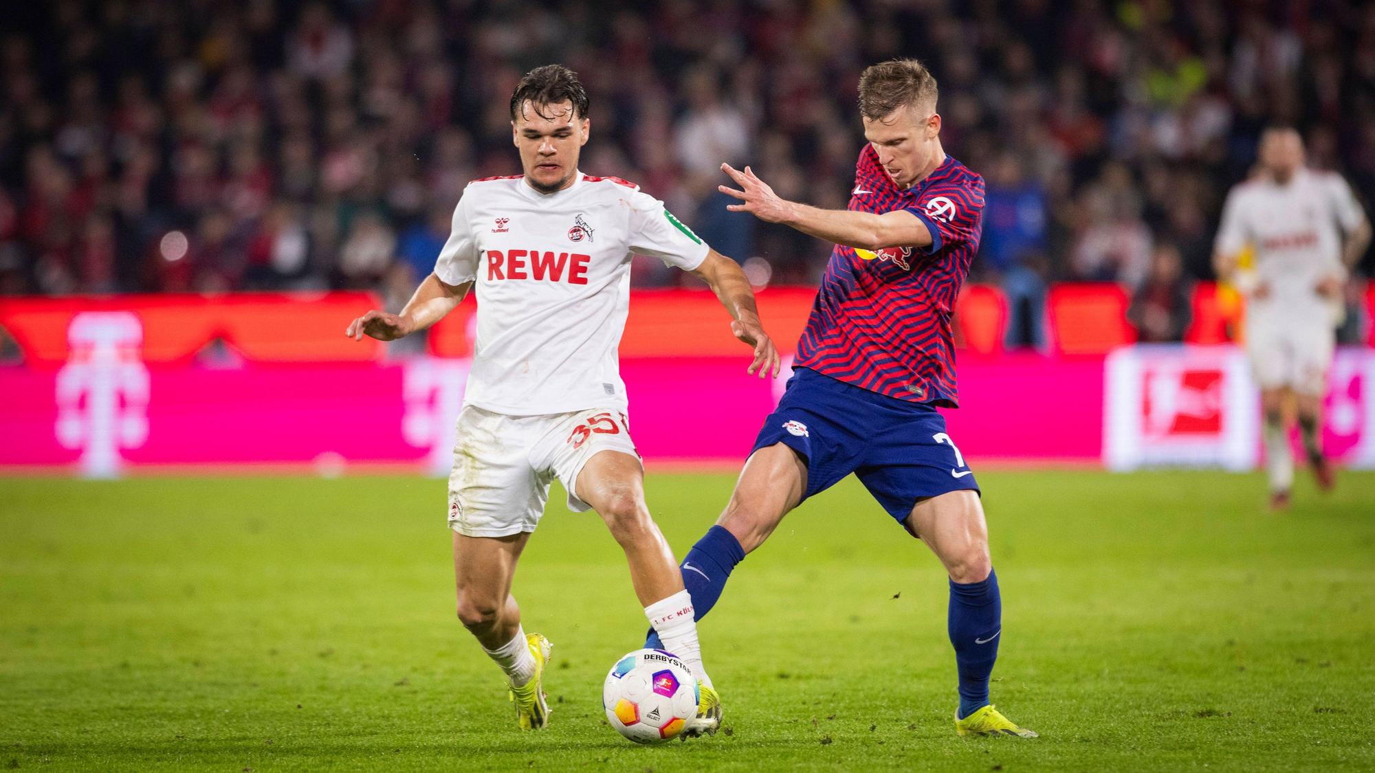 Köln, Germany. 15th Mar 2024. Max Finkgräfe Köln, Dani Olmo RBL 1. FC Köln - RB Leipzig 15.03.2024 *** Cologne, Germany 15th Mar 2024 Max Finkgräfe Cologne , Dani Olmo RBL 1 FC Köln RB Leipzig 15 03 2024