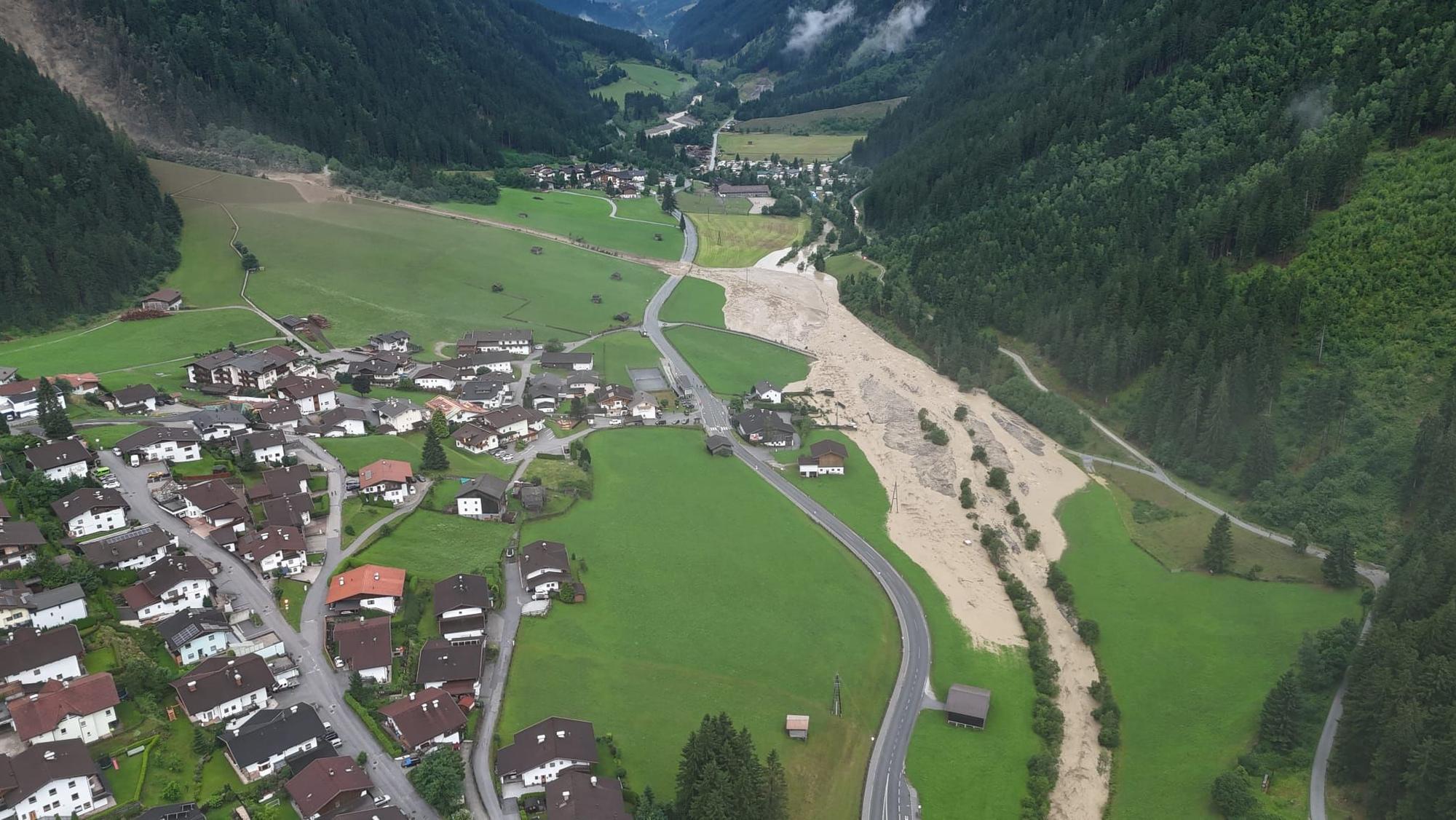 Eine Luftaufnahme von Neustift in Tirol.