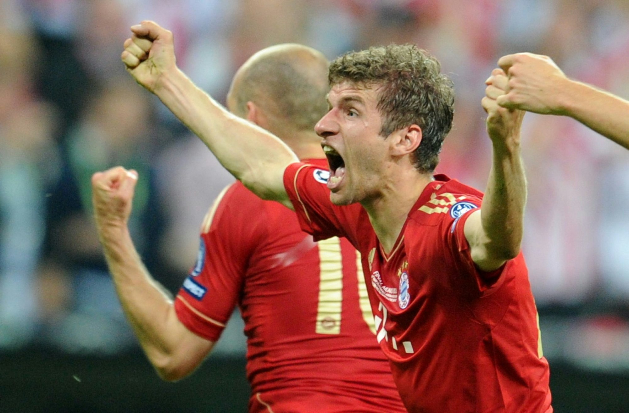 Thomas Müller jubelt über sein Tor zum 1:0 im Champions-League-Finale 2012 gegen Chelsea.