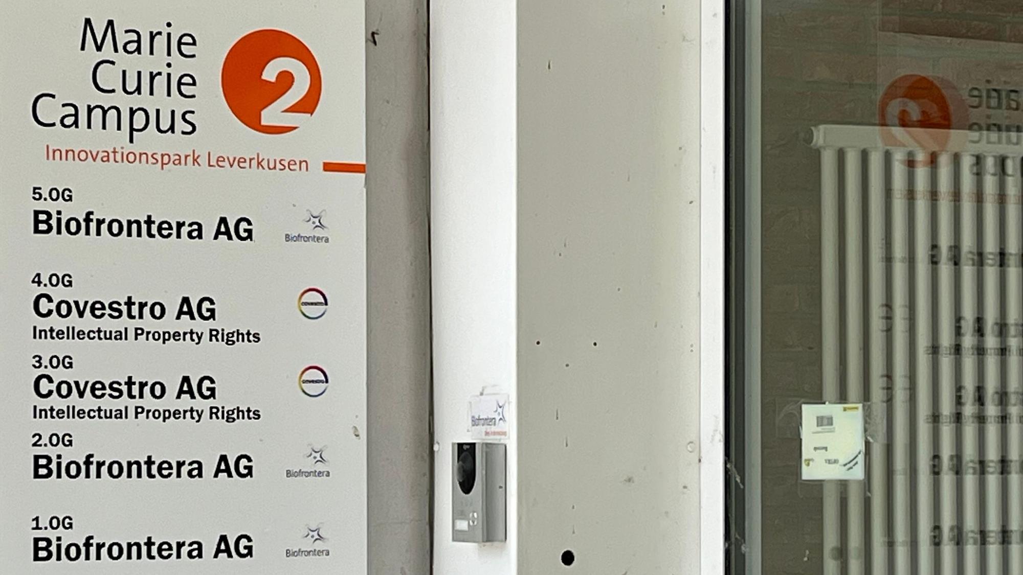 Firmenschild von Biofrontera