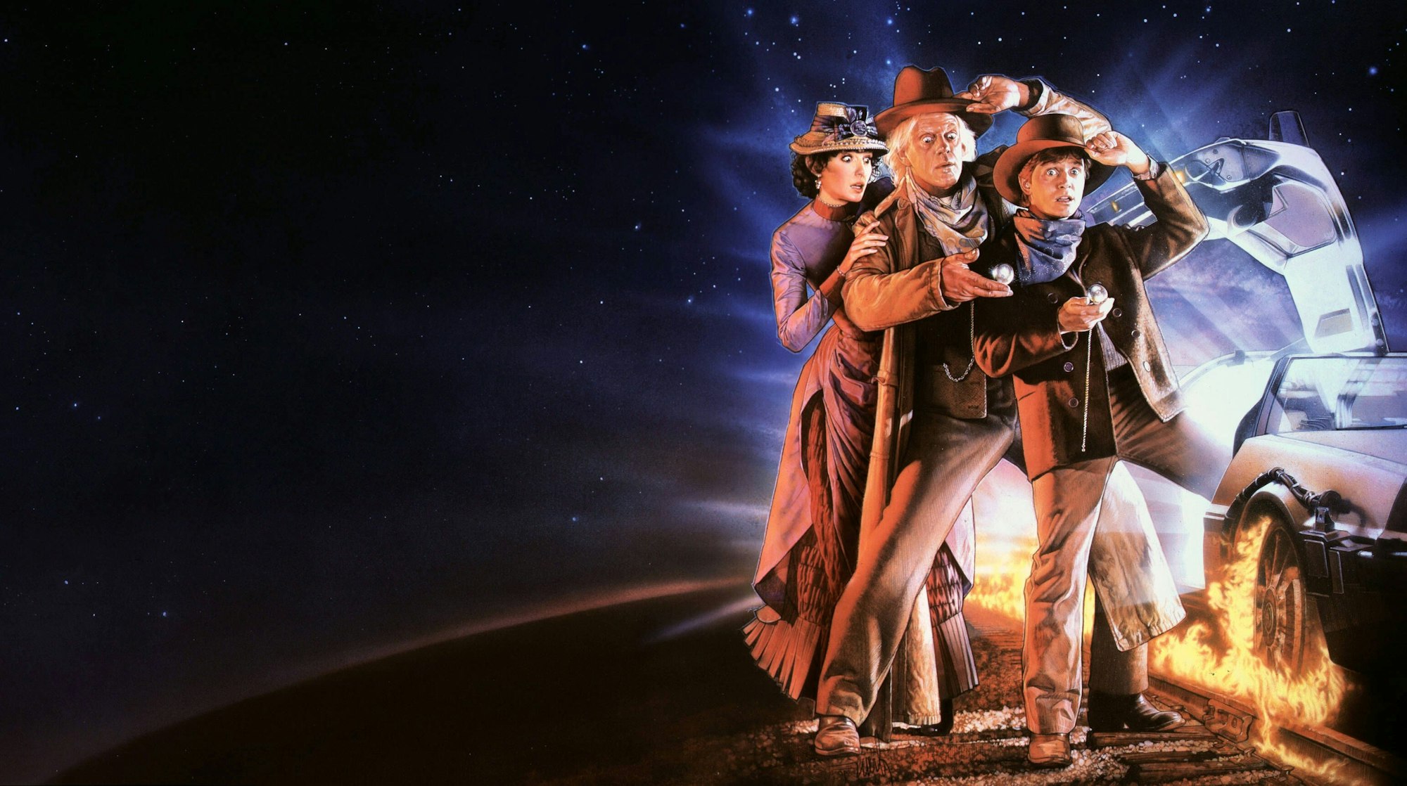 Mary Steenburgen, Christopher Lloyd & Michael J. Fox Characters: Clara Clayton, Dr. Emmett Brown, Marty McFly Film: Back To The Future Part Iii Back To The Future Part 3 USA 1990