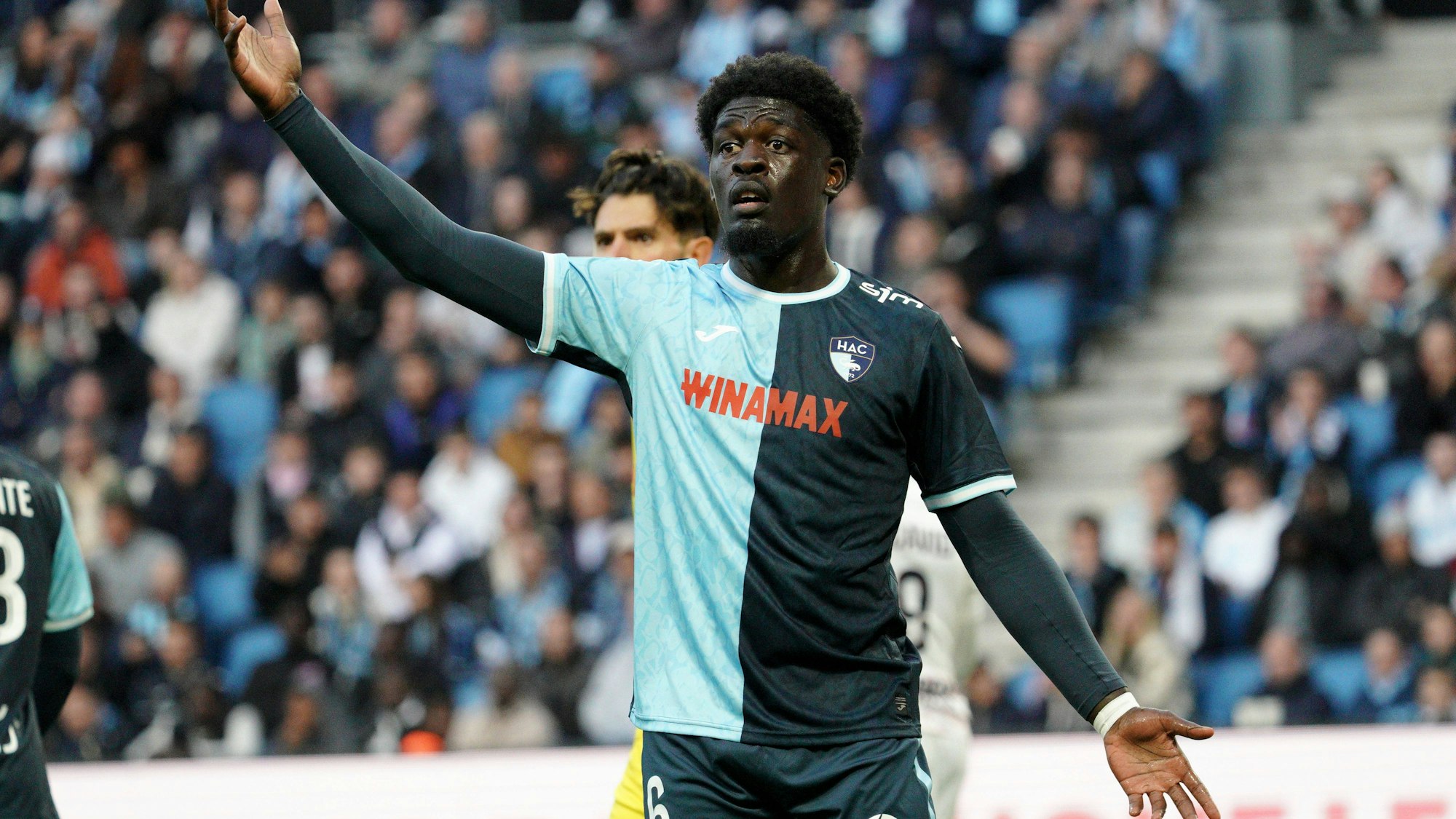 Etienne Kinkoué vom Le Havre AC (hier am 28. September 2024) hat das Interesse vom 1. FC Köln geweckt.