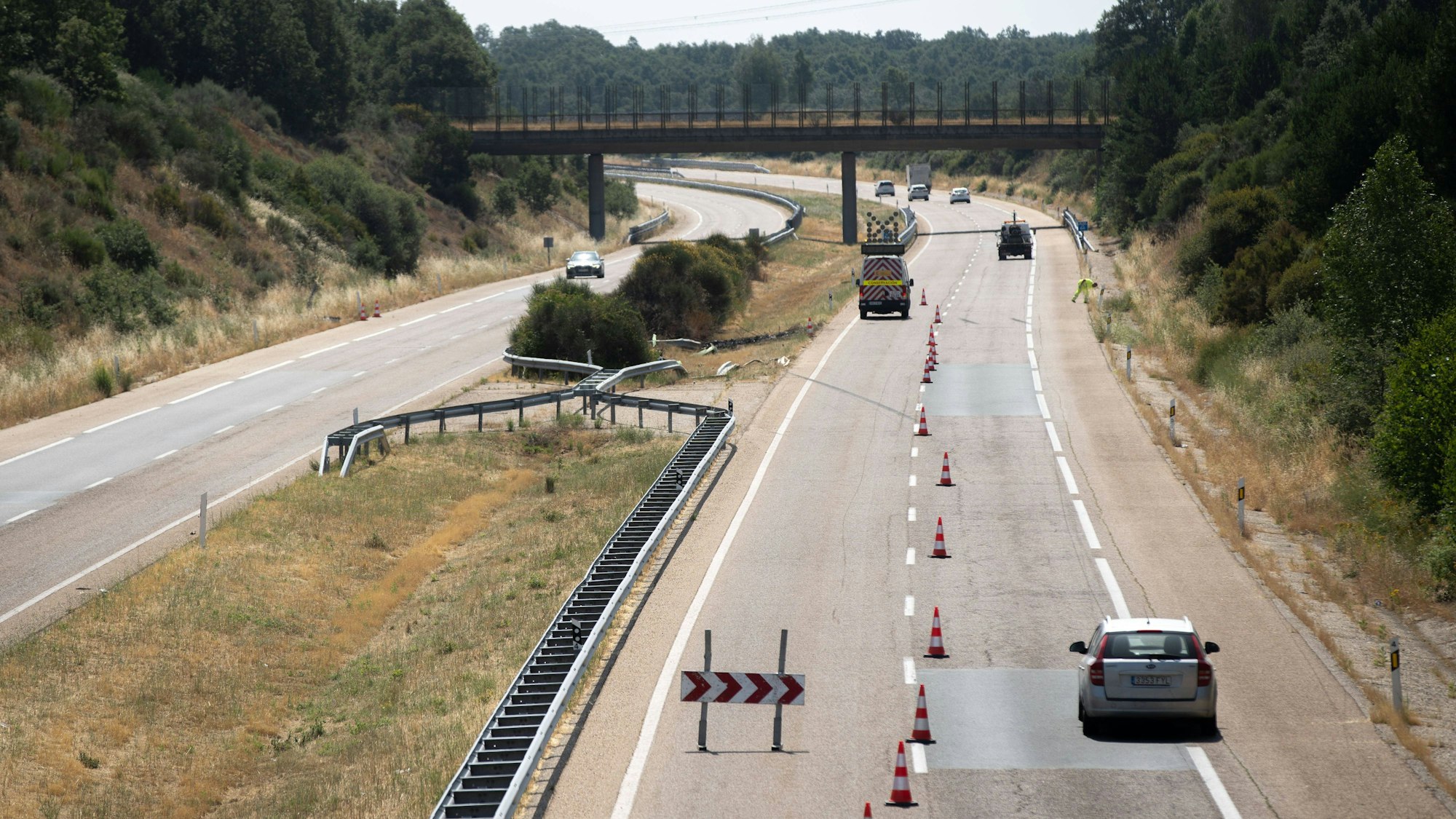 Die Unfallstelle von Diogo Jotas fatalem Crash in Spanien am Donnerstag.