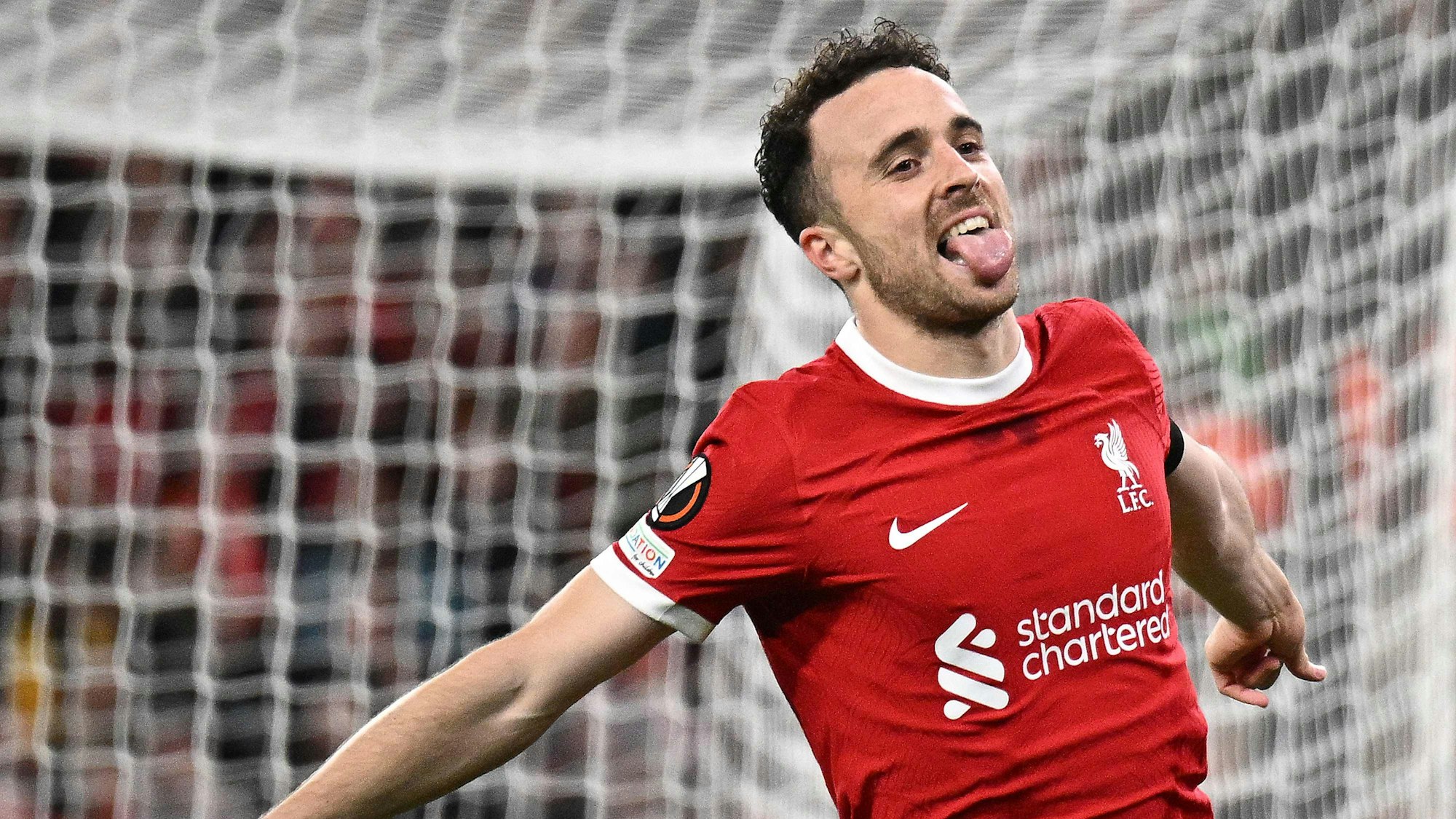 Diogo Jota jubelt im Dress des FC Liverpool.