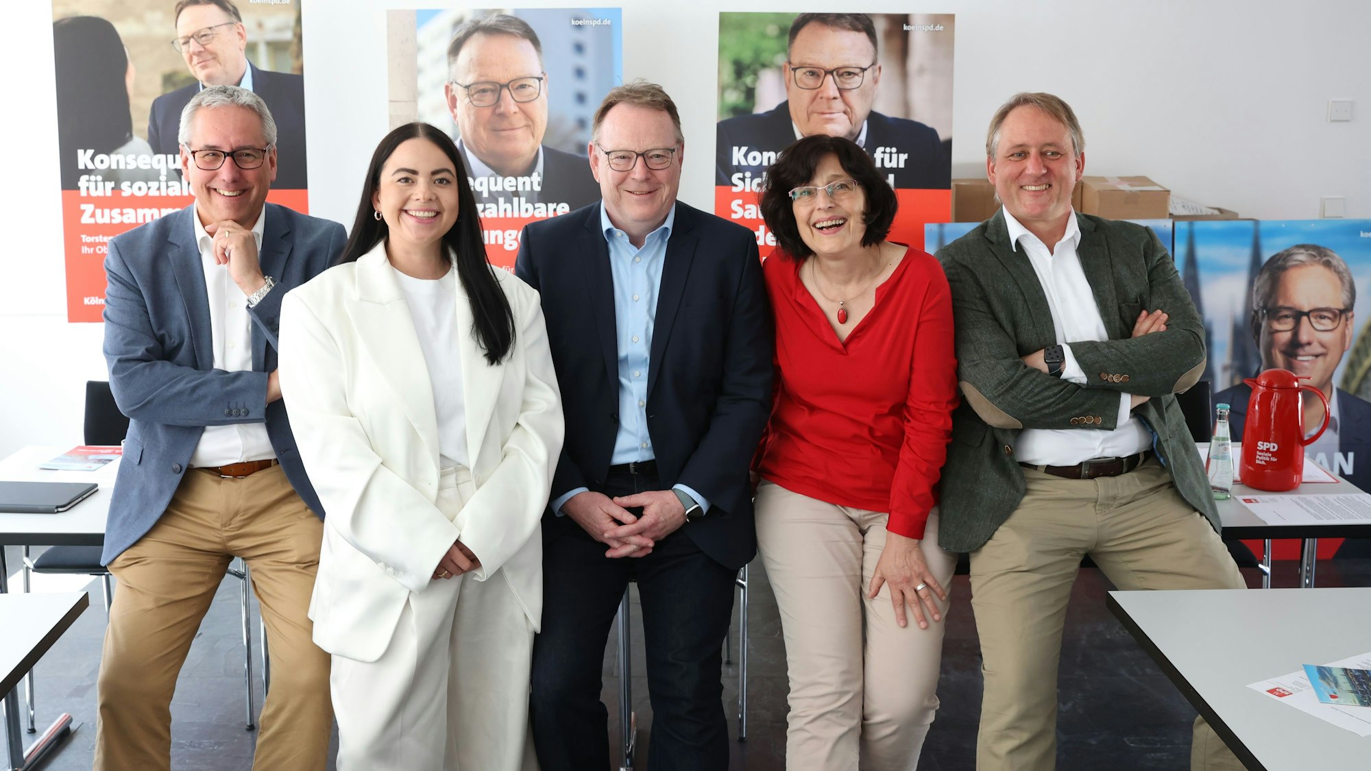 Wollen mit der SPD viel verändern in Köln: Christian Joisten, Maria Helmis-Arend, Torsten Burmester, Claudia Walther und Andre Schirmer (v. l.).
