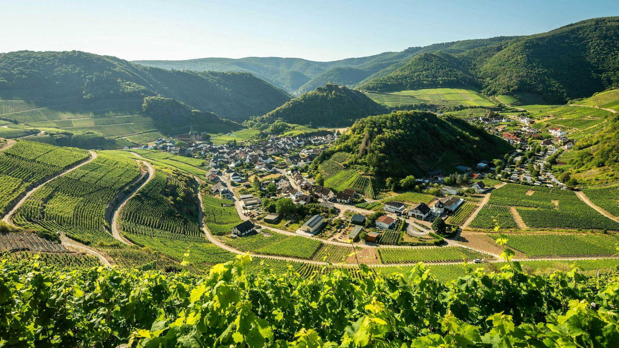 Ein Blick auf das Ahrtal bei Mayschoß.