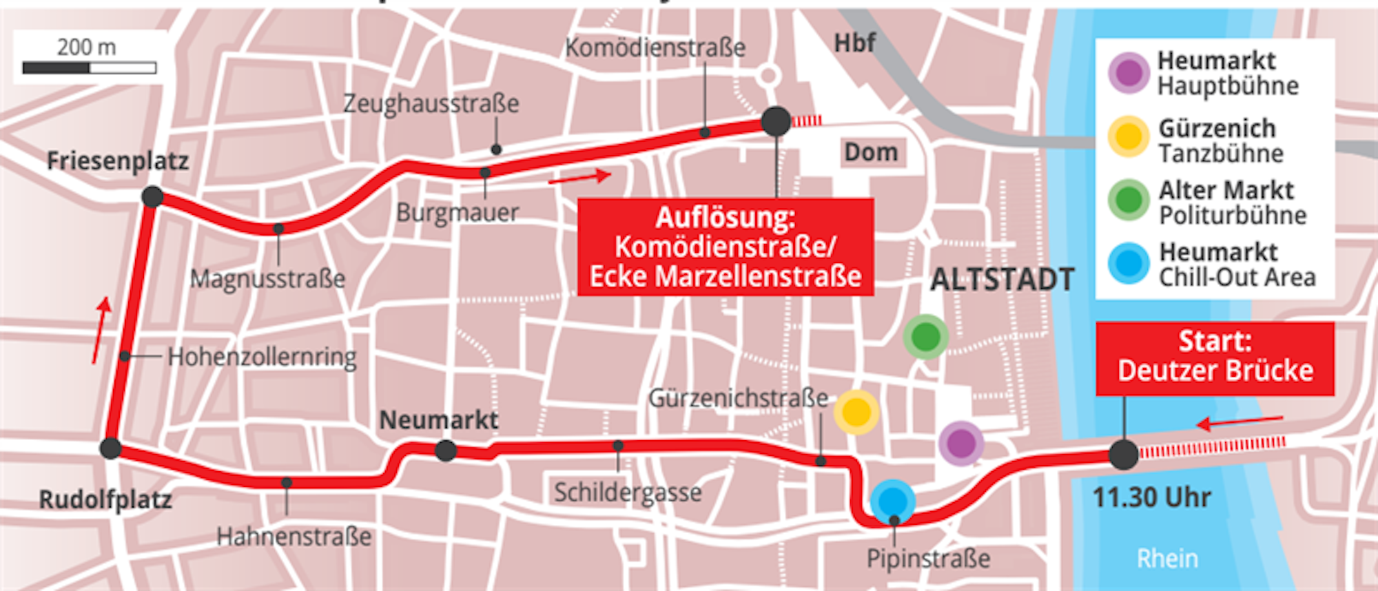 Die Strecke der CSD-Demonstration