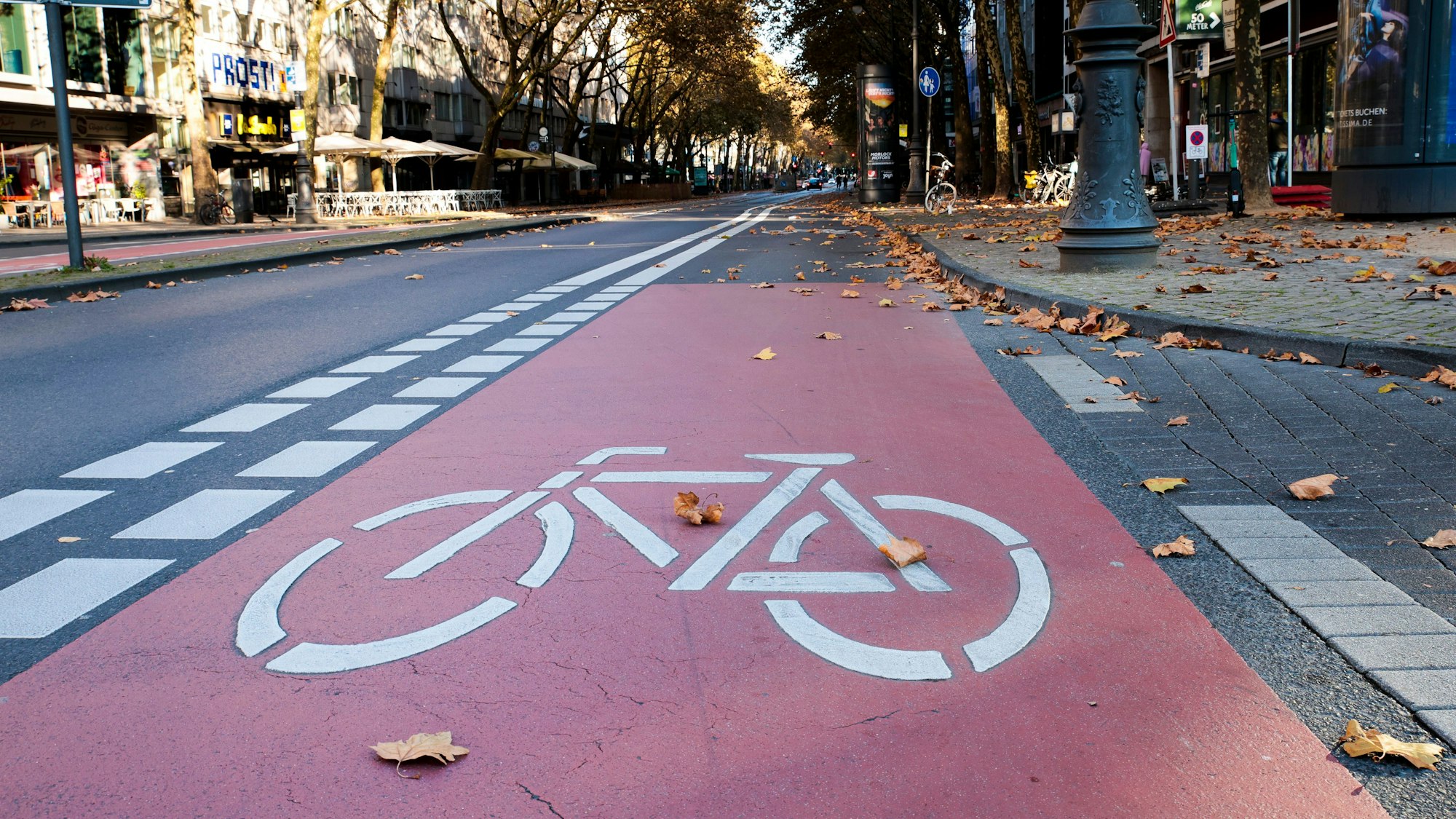 Der Radweg am Hohenzollernring.
