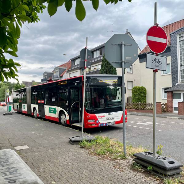 In der Straße am Junkernkamp sind mehrere Ersatzhaltestellen eingerichtet.