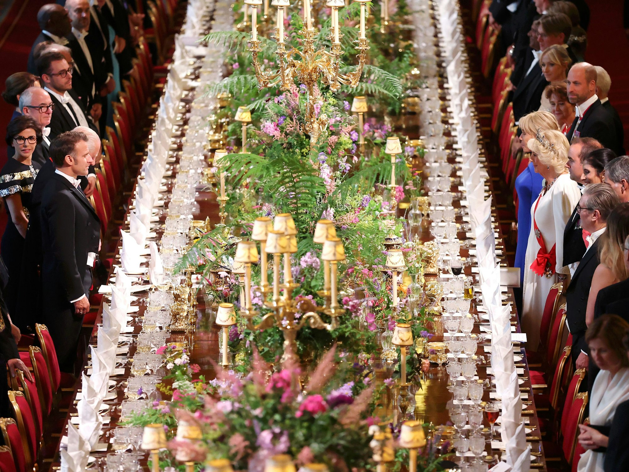 Das Staatsbankett für den französischen Präsidenten Emmanuel Macron und seine Frau Brigitte Macron auf Schloss Windsor.