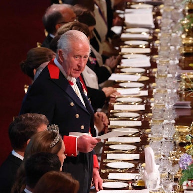 König Charles III. während seiner Rede.