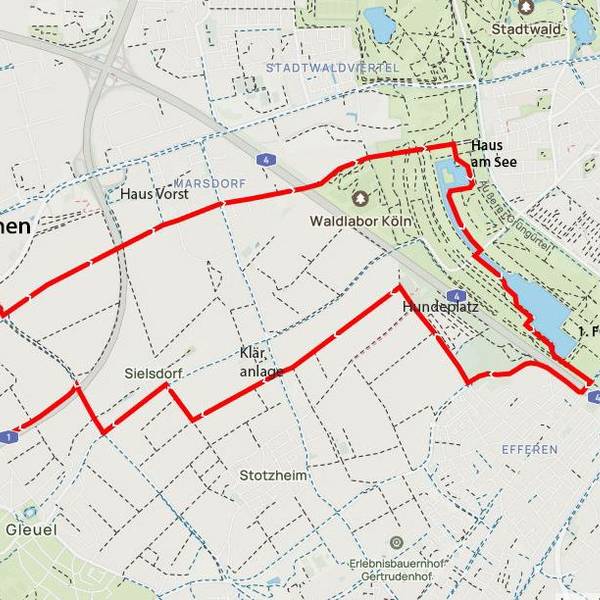 Auf dem Bild ist ein Stadtplan mit der markierten Route der Tour zu sehen.