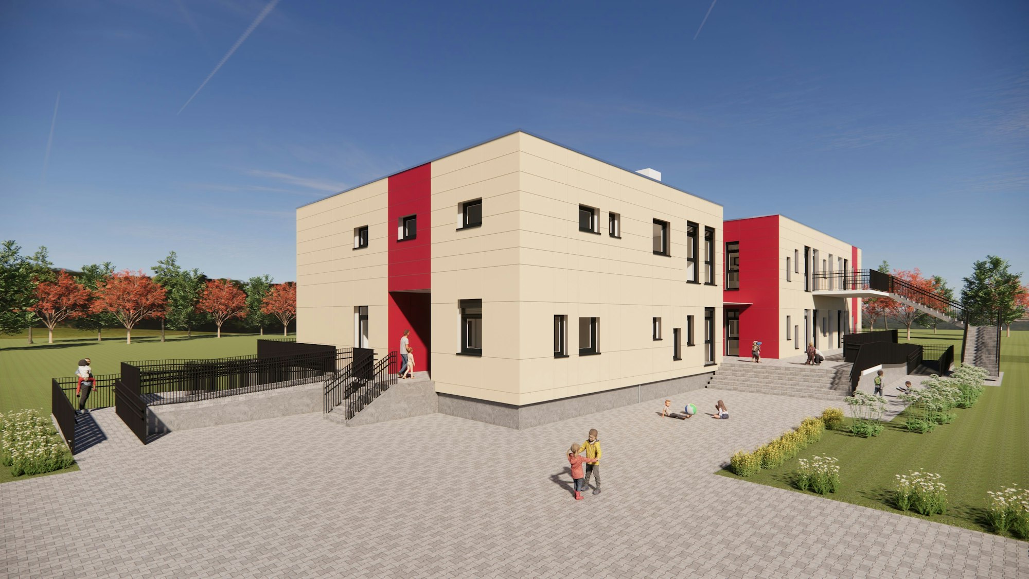 In der Parkstraße in Eitorf entsteht dieser vierzügige Kindergarten.