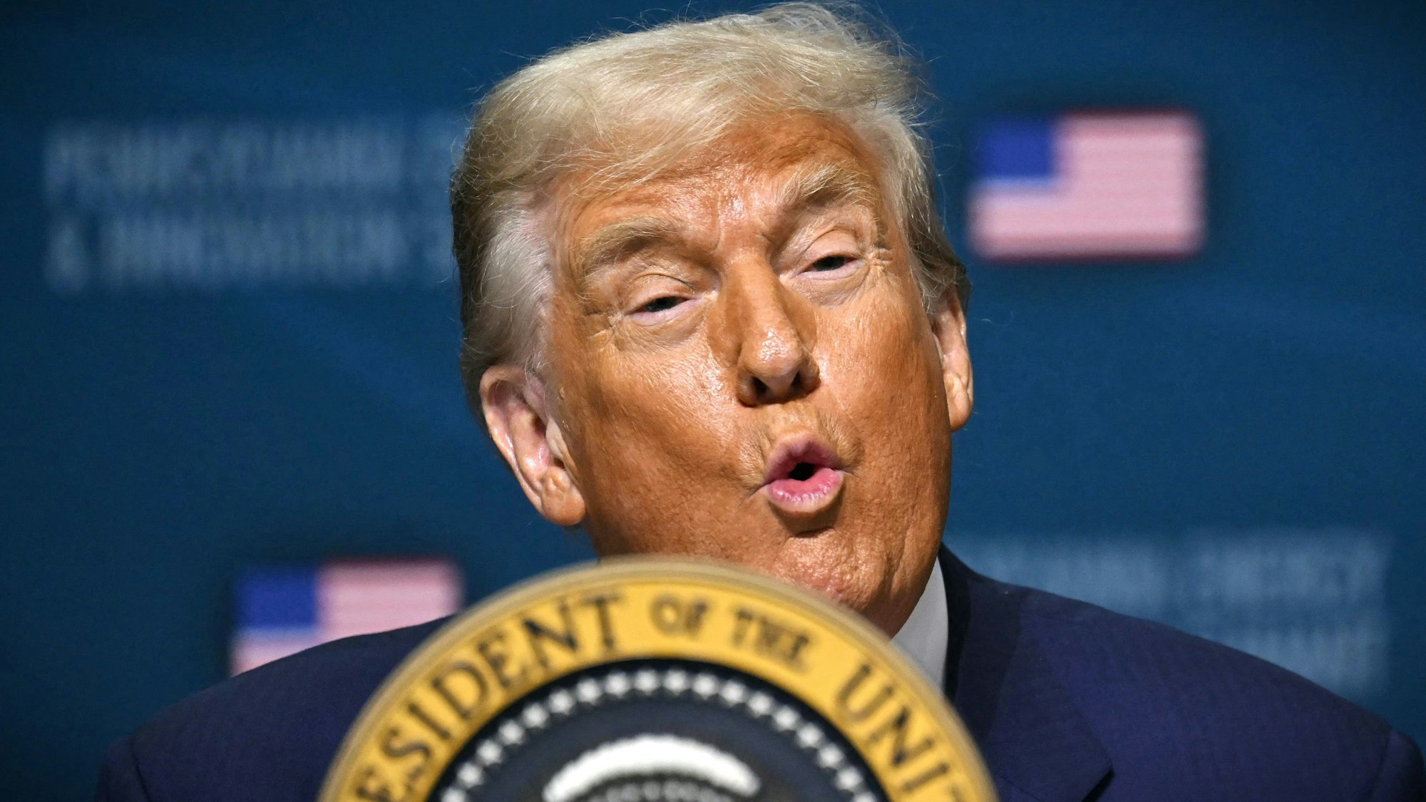 US President Donald Trump speaks at the inaugural Pennsylvania Energy and Innovation Summit on the campus of Carnegie Mellon University in Pittsburgh, Pennsylvania, on July 15, 2025.
ANDREW CABALLERO-REYNOLDS / AFP