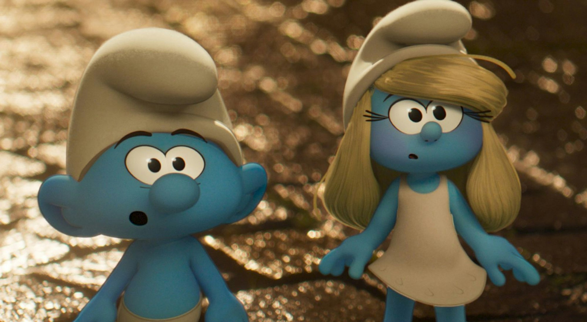 Da staunen sie ordentlich: Um Papa Schlumpf zu retten, müssen die übrigen Schlümpfe sich in die „echte“ Welt wagen. (Bild: Smurfs & Peyo/2025 Lafig B./Paramount Pictures)