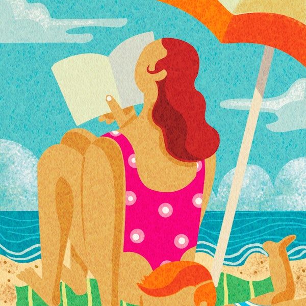 Lesende Frau am Strand