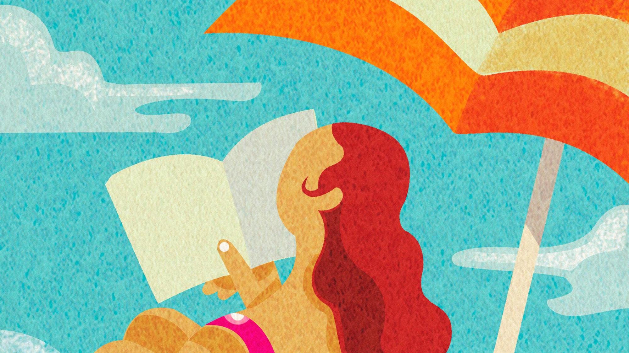 Lesende Frau am Strand