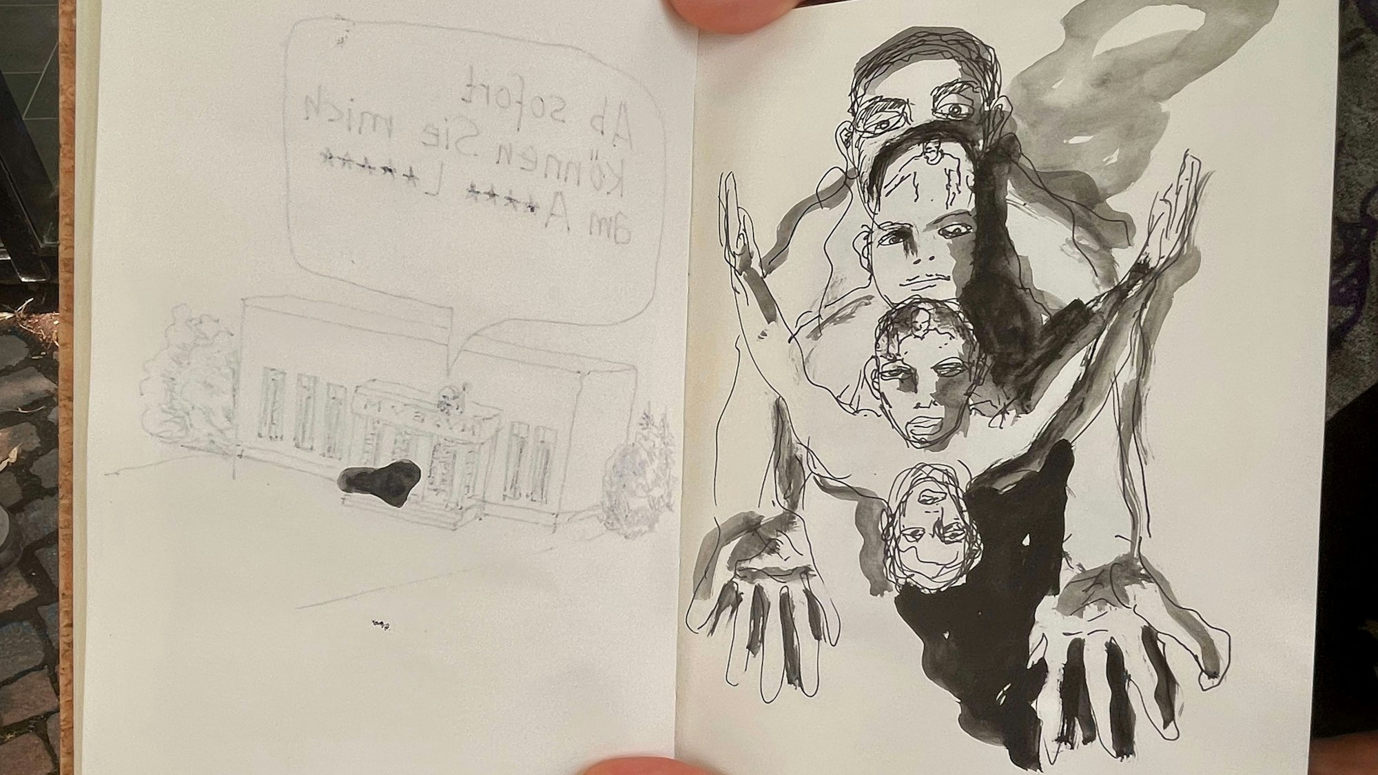 Ein Blick in eins der Skizzenbücher von Hermann Josef Hack.