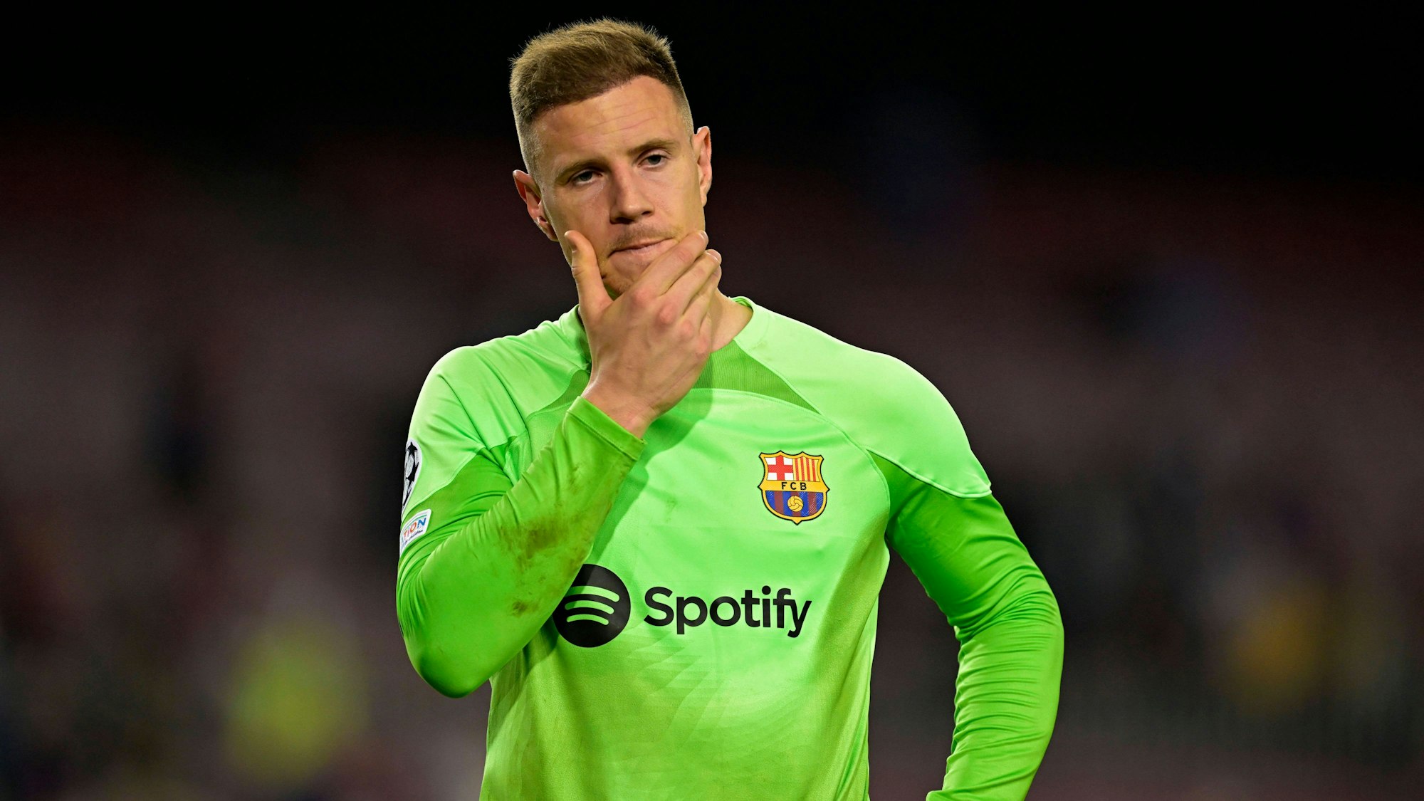 Das Bild zeigt den Keeper des FC BArcelona, Marc-Andre ter Stegen. Foto: IMAGO/MIS