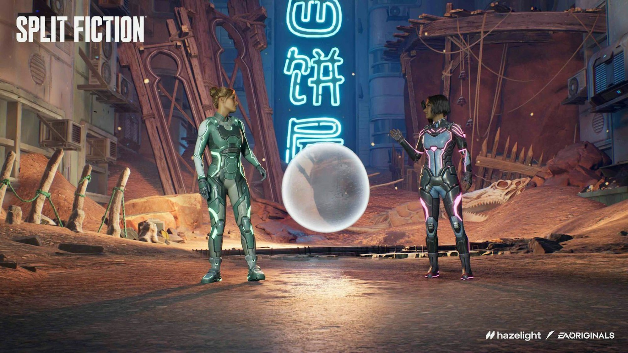 Auch Drittanbieter wie EA steuerten zahlreiche Titel zum Start bei - darunter „Split Fiction“. Der actiongeladene Koop-Spaß kombiniert Fantasy- und SciFi-Setting auf raffinierte Weise. Vor der Switch 2 konnte „Split Fiction“ bereits auf PlayStation und Xbox überzeugen. Das Spiel nutzt die neuen Funktionen GameShare und GameChat der Switch 2, sodass Spieler, die gemeinsam daddeln, Live-Video und Voice-Chat zum Austausch verwenden können. (Bild: EA)