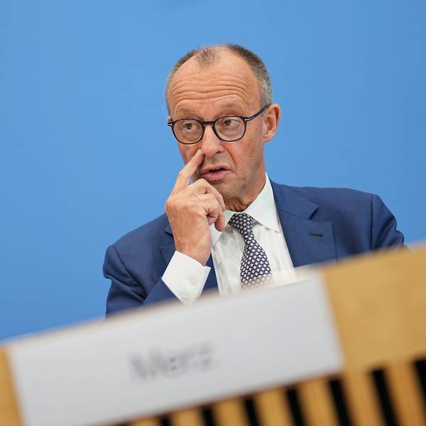 Bundeskanzler Friedrich Merz (CDU) spricht bei seiner Sommer-Pressekonferenz in der Bundespressekonferenz.