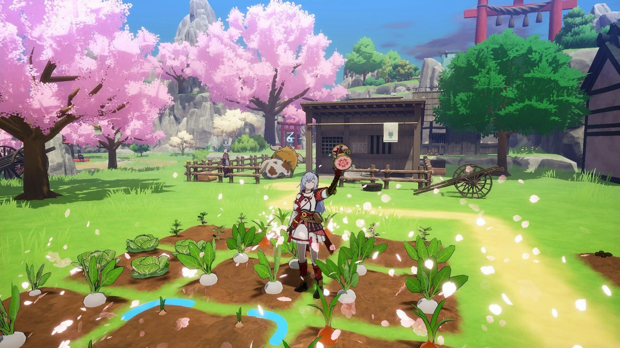 Zum Start am 5. Juni bekam „Stardew Valley“ (noch nicht für Switch 2 zu haben) mit dem knallbunten Action-RPG „Rune Factory: Guardians of Azuma“ Konkurrenz. Als sogenannte Erdtänzer haben Spieler die Aufgabe, das Land mitsamt seinen Völkern und Göttern wiederherzustellen. Beziehungen zu Verbündeten knüpfen, Farmen und Dörfer aufbauen und Monster bekämpfen stehen auf der Tagesordnung. (Bild: Marvelous Europe)