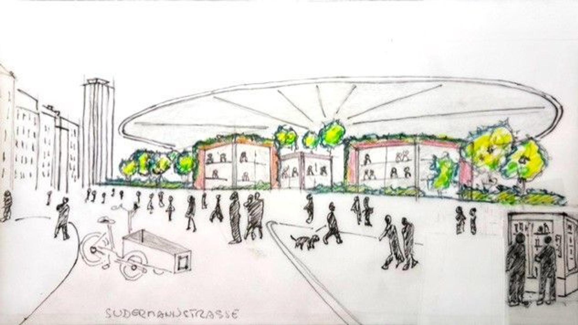 Offene Pavillions voller Bücher, eine Bibliothek die 24x7 an 365 Tagen geöffnet sein soll, das ist die Vision des Kölner Stadtplaners Greve für den Ebertplatz.