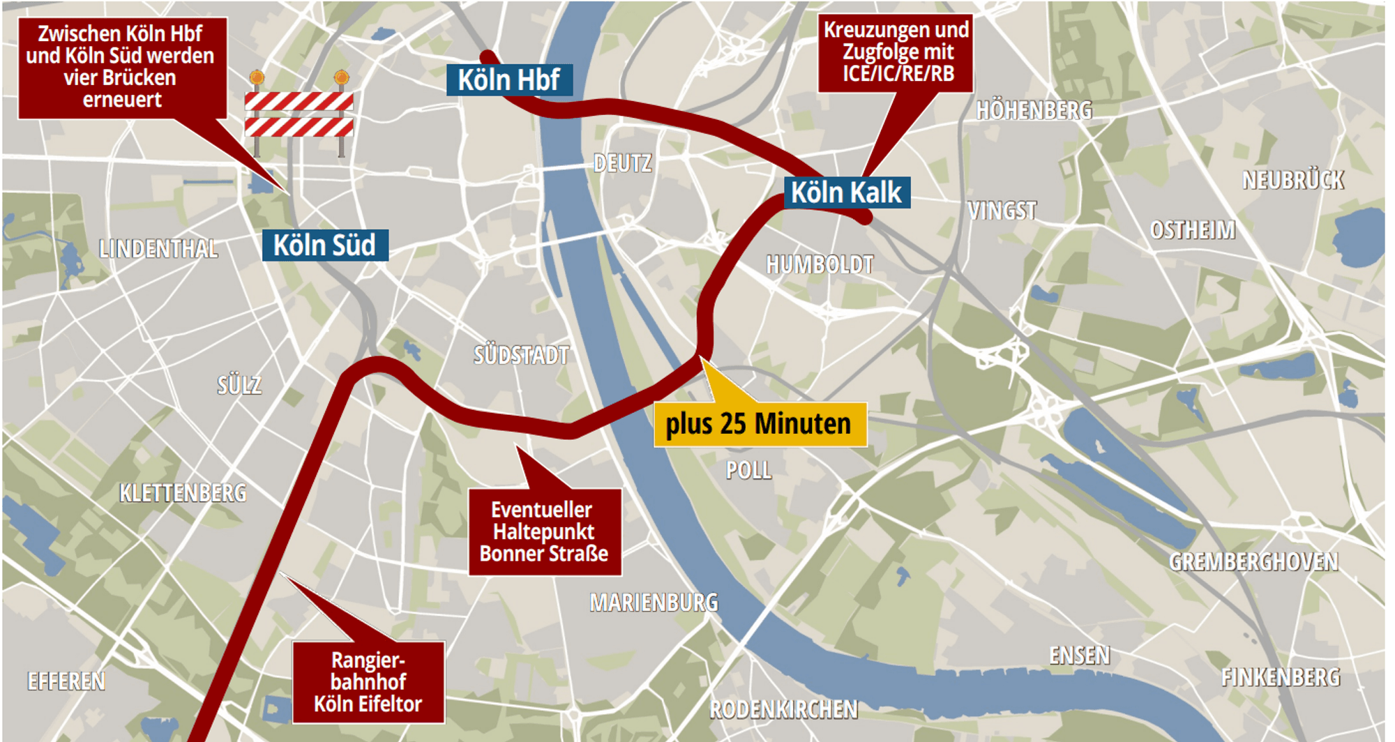 Geplante Brückensperrungen in Köln werden zur Belastungsprobe für Pendler.
