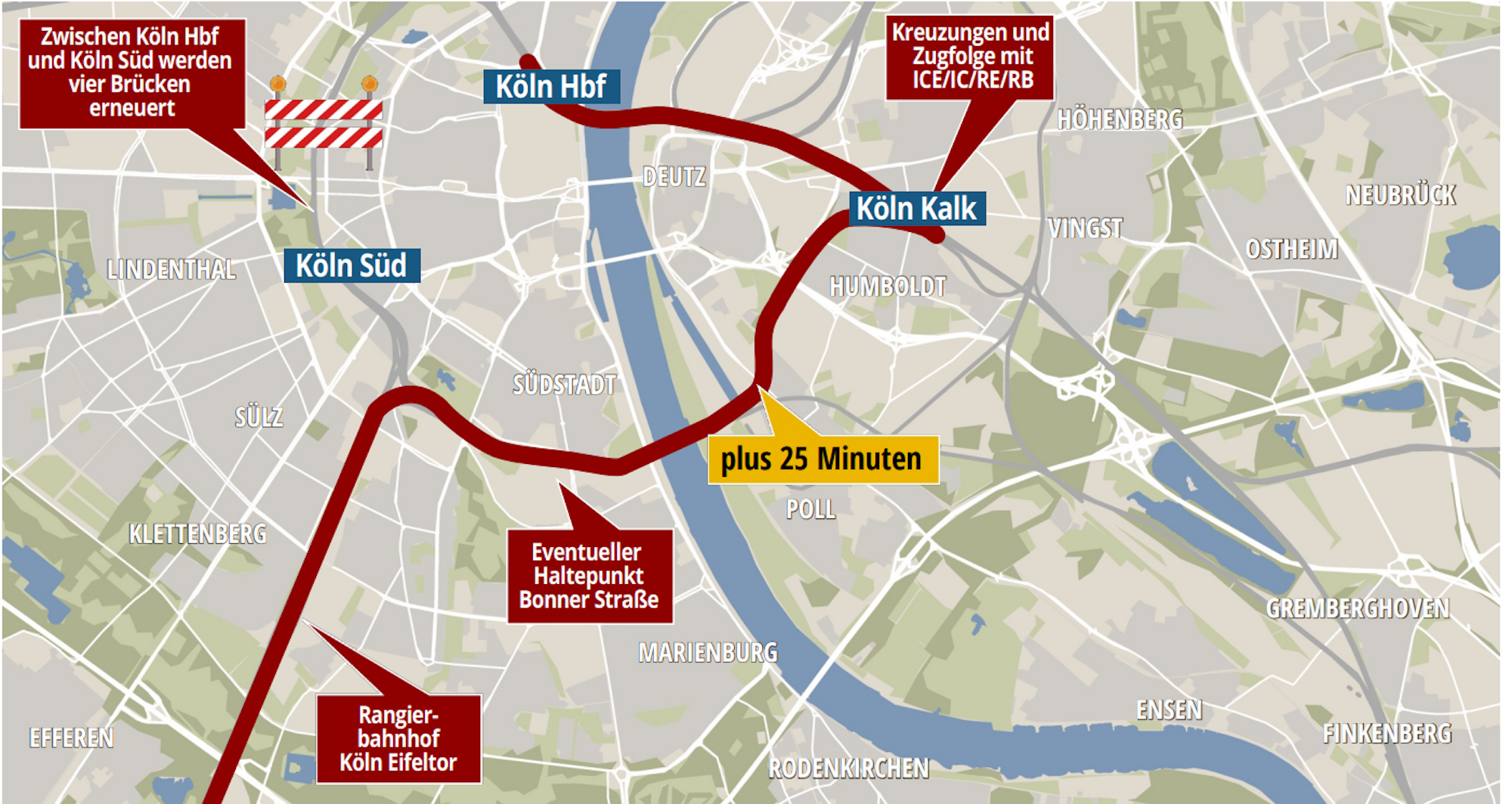 Geplante Brückensperrungen in Köln werden zur Belastungsprobe für Pendler.