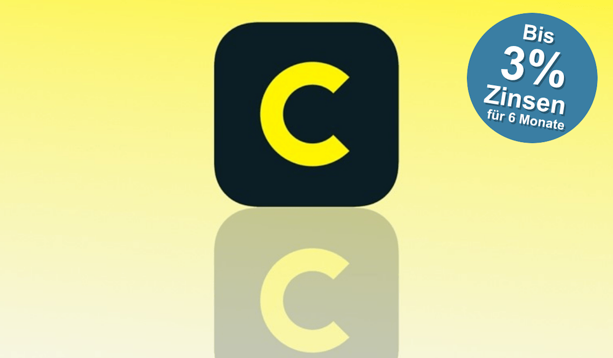 Das Logo der Comdirect Bank vor einem gelben Hintergrund.