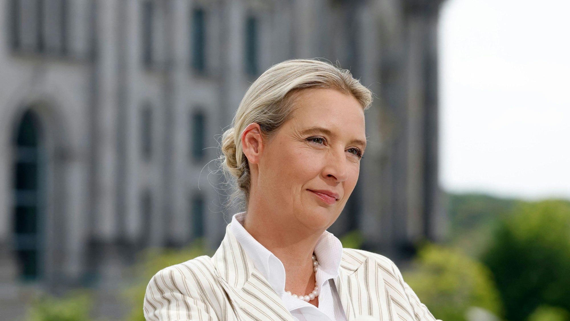 Alice Weidel war zwischenzeitlich genervt von den Störgeräuschen.