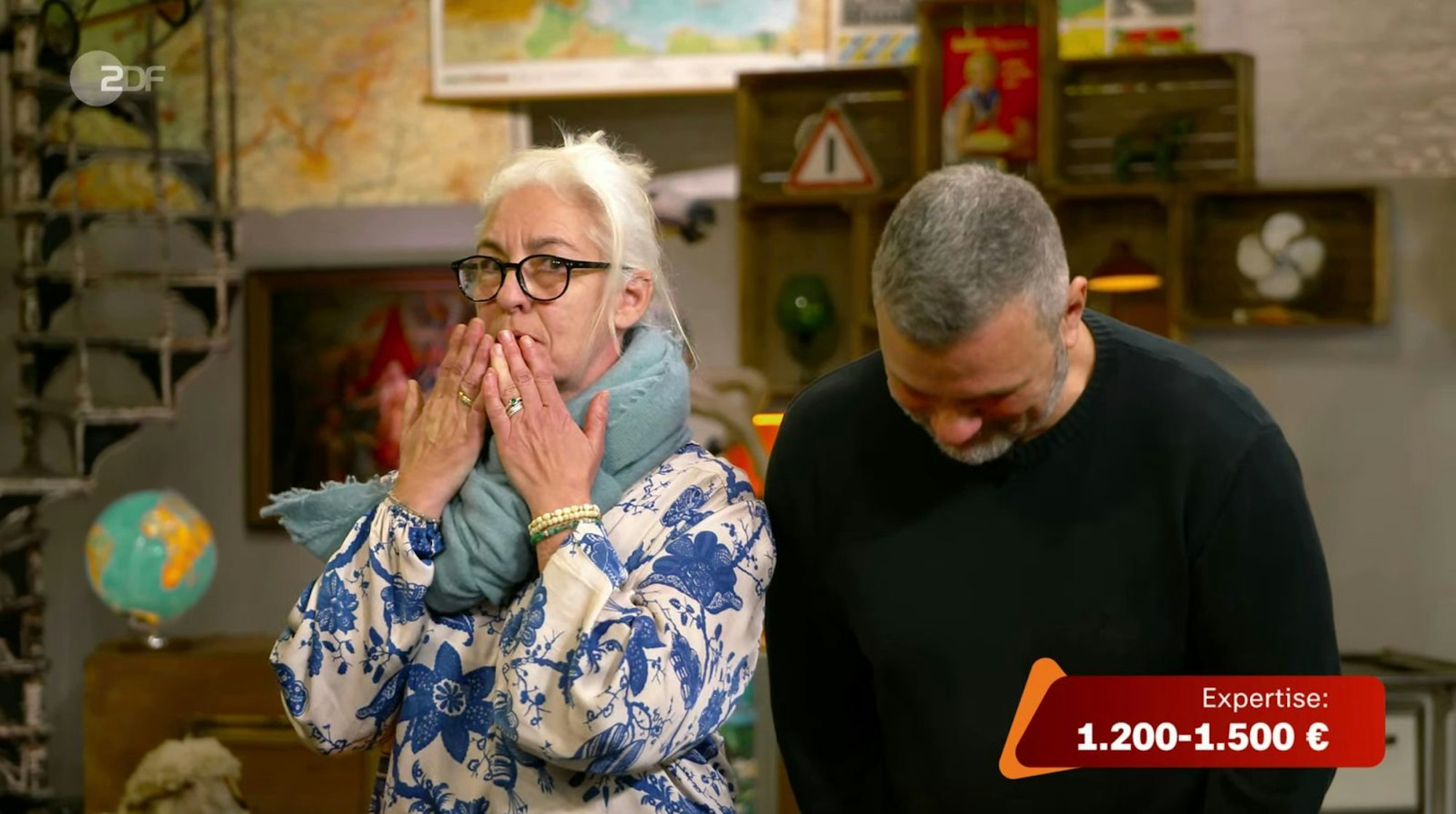 Nach der Expertise von 1.200 bis 1.500 Euro konnten es die Verkäufer kaum glauben: „Wahnsinn!“ (Bild: ZDF)