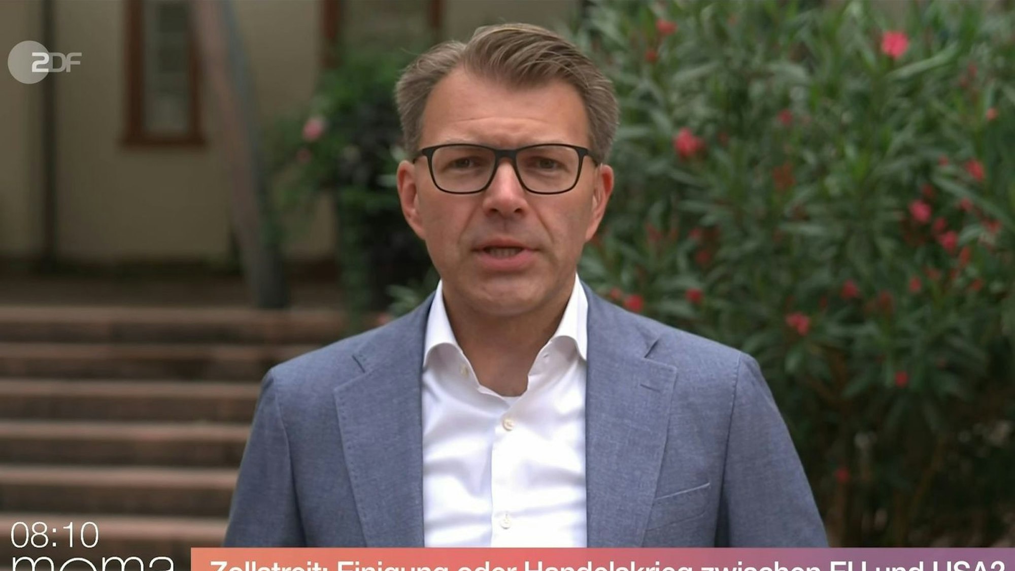 CDU-Politiker Daniel Caspary hat im ZDF-“Morgenmagazin“ über die aktuellen Zollverhandlungen mit Donald Trump gesprochen und deutliche Worte gewählt. (Bild: ZDF)
