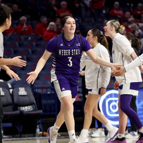 TUCSON, AZ - DECEMBER 16: Weber State Wildcats guard Kendra Parra 3 is introduced as a started prior to a basketball game between the Weber State Wildcats and the Arizona Wildcats on December 16, 2024, at McKale Center in Tucson, AZ. Photo by Christopher Hook/Icon Sportswire COLLEGE BASKETBALL: DEC 16 Women s - Weber State at Arizona EDITORIAL USE ONLY Icon24121632