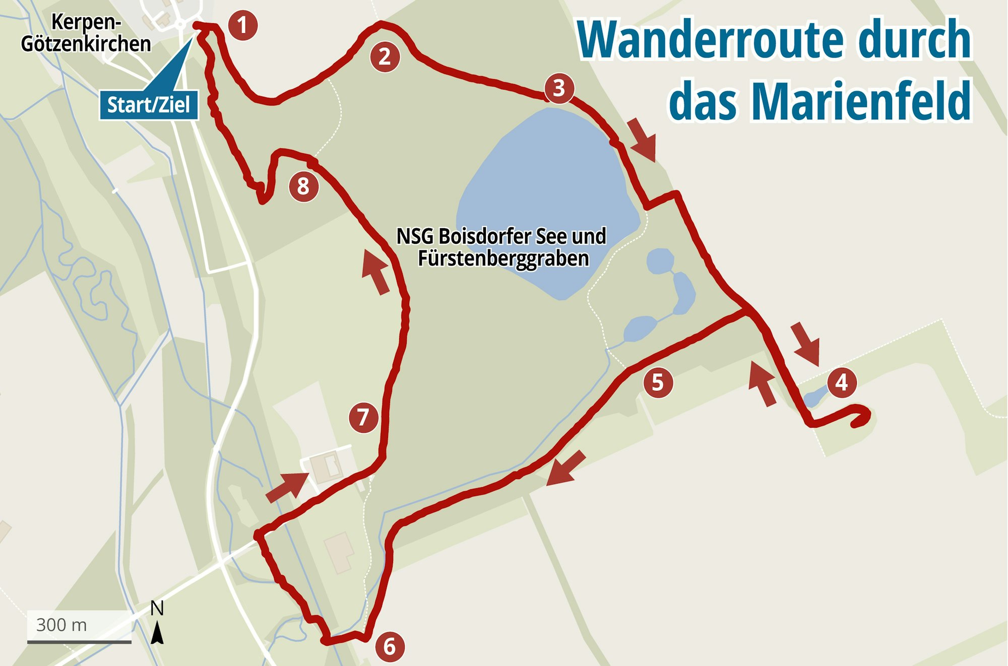 Die Grafik zeigt eine Wanderroute.