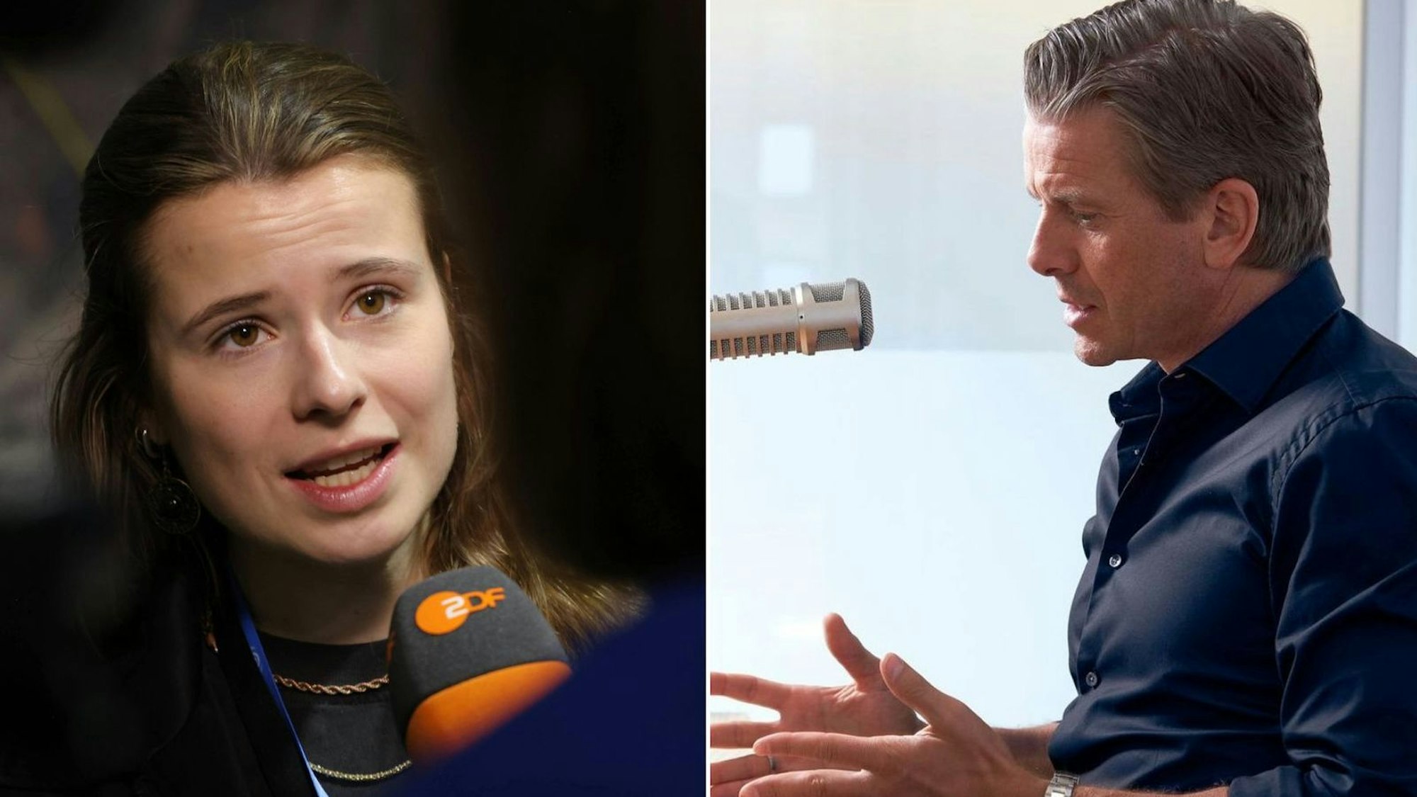 „Vor ein paar Jahren noch, Luisa, wart ihr Helden“, befand Markus Lanz im Gespräch mit Aktivistin Luisa Neubauer. (Bild: 2024 Getty Images/Sean Gallup / ZDF/Christian Bruch (Fotomontage))